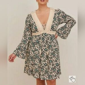 Mini Gauze Lace-Up Skater Dress Torrid